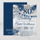 Search for navy blue silver birthday invitations Modern