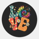 Search for peace and love stickers Groovy