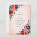 Search for navy and coral wedding invitations Floral
