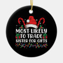 Search for funny sister ornaments Santa