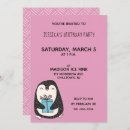 Search for penguin birthday invitations Pink
