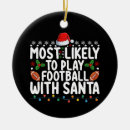 Search for football ornaments Santa