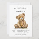 Search for teddy bear 1st birthday invitations Watercolor