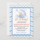 Search for moon and stars baby boy shower invitations Elephant