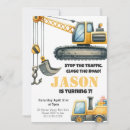 Search for bulldozer birthday invitations Yellow