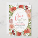 Search for one in a melon 1st birthday invitations Watercolor