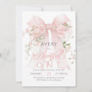 Search for floral 1st birthday invitations Pink bow