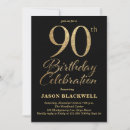 Search for elegant 90th birthday invitations Black and gold