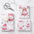Search for snowman wrapping paper Pink christmas