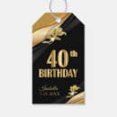 Search for 40th birthday favor tags Black and gold