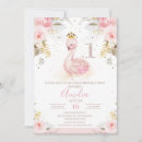 Search for swan 1st birthday invitations Crown
