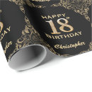 Search for 18th birthday wrapping paper Black and gold