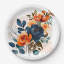 Search for navy blue and orange plates Watercolor