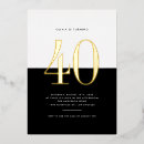 Search for black and gold 40th birthday invitations Modern