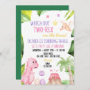 Search for dinosaur 2nd birthday invitations Watercolor