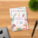 Search for dinosaur 1st birthday invitations Stomp chomp rawr