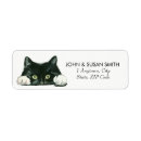 Search for tuxedo cat return address labels Black and white cat