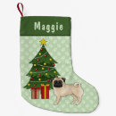 Search for pug christmas stockings Green