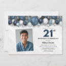 Search for black silver 21st birthday invitations White