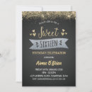 Search for black silver sweet 16 invitations Gold