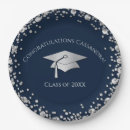 Search for navy blue and silver plates Graduation
