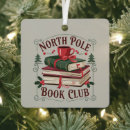 Search for book club ornaments Santa