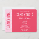 Search for pink 21st birthday invitations Bold typography