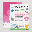 Search for girls soccer birthday invitations Girly