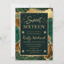 Search for gold green sweet 16 invitations Glitter