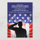 Search for military send off invitations Red white and blue