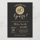 Search for cheers to 80 years invitations Black and gold