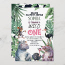 Search for safari 1st birthday invitations Watercolor greenery gold