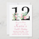 Search for girls 12th birthday invitations Watercolor
