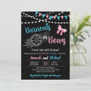 Search for burnouts or bows gender reveal invitations Blue or pink