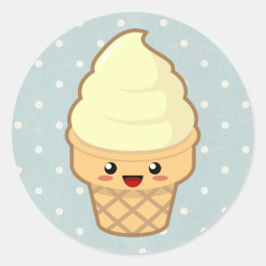 Adorable Cute Kawaii Summer Ice Cream Cartoon Emoji - Double Scoop Vin –  Shinobi Stickers