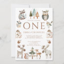 Search for woodland animals 1st birthday invitations Cute