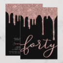 Search for black rose gold 40th birthday invitations Trendy