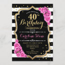 Search for pink and black 40th birthday invitations Women