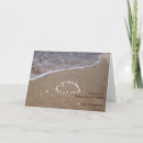 Search for hearts in the sand wedding invitations Ocean waves