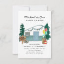 Search for backyard camping birthday invitations One happy camper