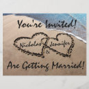 Search for two hearts wedding invitations Beach