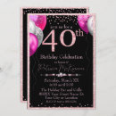 Search for pink and black 40th birthday invitations Glitter