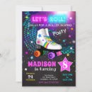 Search for neon roller skate birthday invitations Lets roll