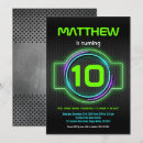 Search for laser tag birthday invitations Neon blue green