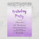 Search for purple and silver birthday invitations Modern