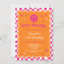 Search for pink orange birthday invitations Retro