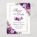 Search for purple and gold save the date postcards Ultra violet