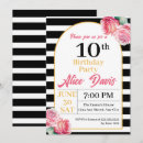 Search for pink white birthday invitations Black