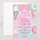 Search for candy 3rd birthday invitations Three is so sweet