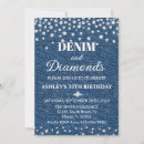 Search for denim and diamonds birthday invitations Elegant
